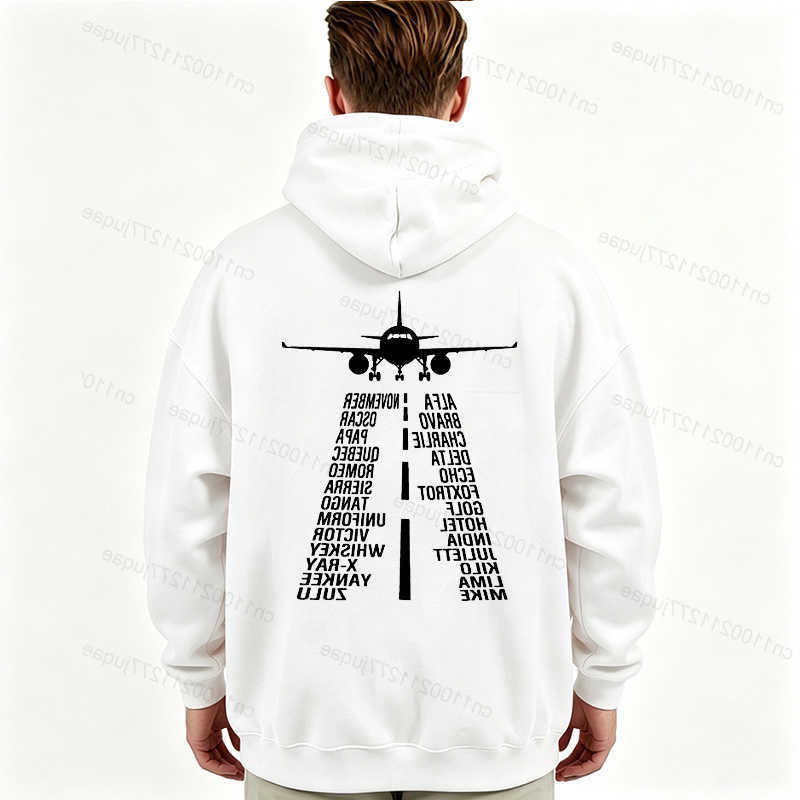 Hoodie Print Aviation Phonetic Vintage Sweatshirts Daily Leisure Sweatshirt for Men Women Pilot Airplane Lover Gift D260915