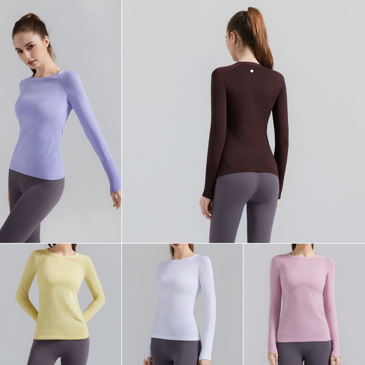 Haut de Yoga respirant, coupe ajustée, manches longues, sans couture, pour la course à pied et les Sports de plein air, L6579