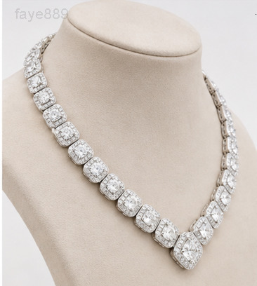 White Gold Moissanite Tennis Necklace Round Brilliant Cut Link Chain Jewelry For Wedding Party Gift
