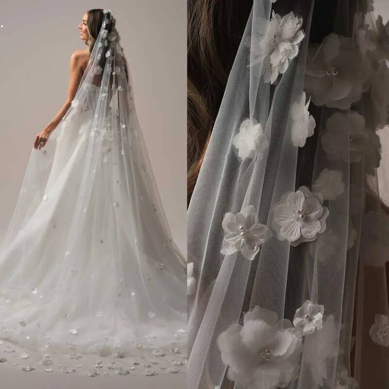 300cm Long Bridal Veil White Pearl Wedding Veils For Evening Dinner Party Dress Women Girl Gift Hair Accessories Brides Jewelry
