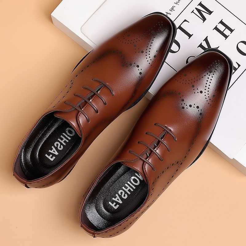 Oxford Leather Men's Goodyear Handmade Dress Shoes Cowhide Leather Shoes Wingtip Brogue Mixed Color Formal Men's Shoes H260915