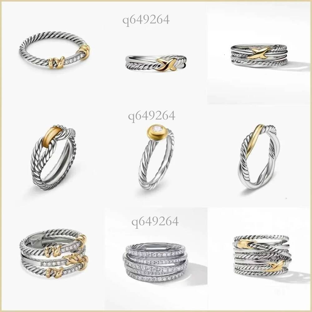 Designer For Women Davidity Yurmanring jewelry Band Couple Twisted X Heart Shaped Retro Pearl davids rings Fashion Luxury Brand Party Rings For Wome