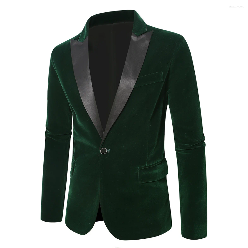 Men's Suits Multi Colors Casual Slim-fitting Velvet Dress Suit For Business Formal Wear Jacket One Button Homme Party Mens Clothes