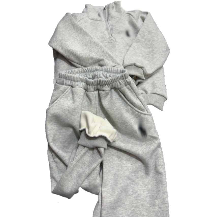 Conjunto de sudadera con capucha de invierno para niños con forro polar cálido y grueso, conjunto de sudadera de 2 piezas de manga larga deportiva s