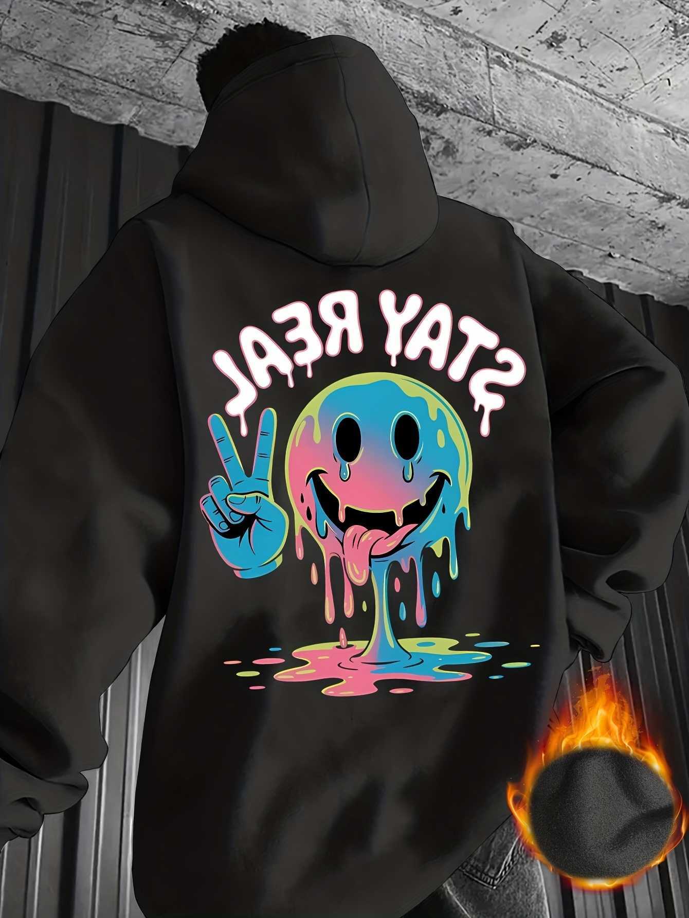 Sweatshirt Men's American-style Casual Hooded Features The "Stay True To Yourself" Design Is Warm for The Autumn Winter Seasons D2609