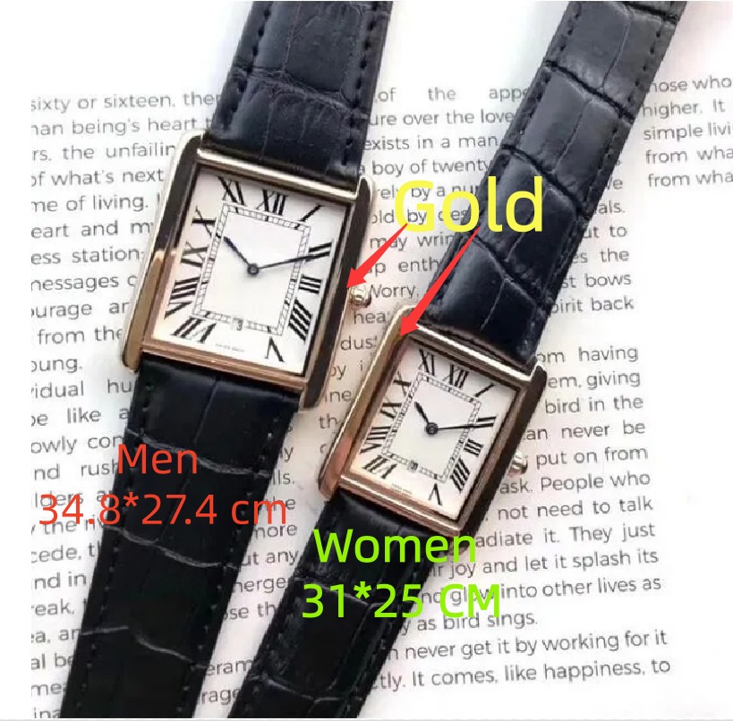 TOP Luxury brand Wrist-watch TANK CARity Womens tank Watch Square Watches Premium Quartz Movement strap Bracelet Waterproof lady banquet Wristwatche