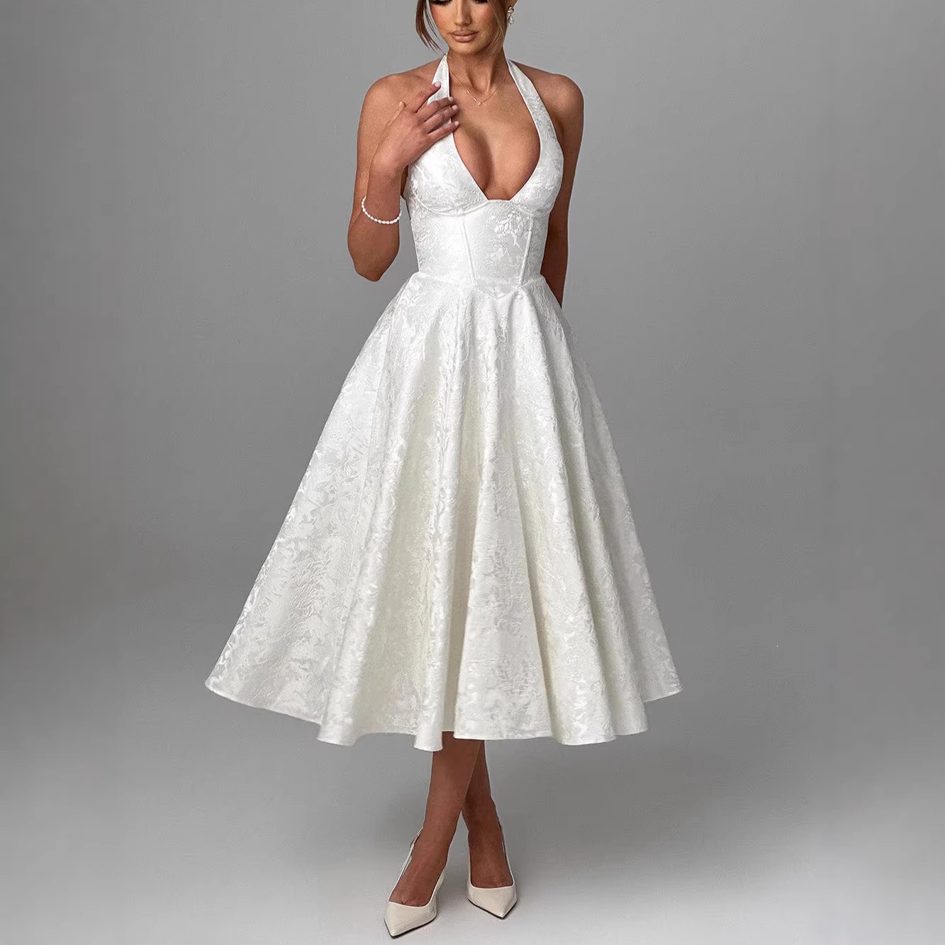 AAAAA D14 Tenue de soirée chic de luxe pour femmes : robes de bal de style veste à col en V haut de gamme