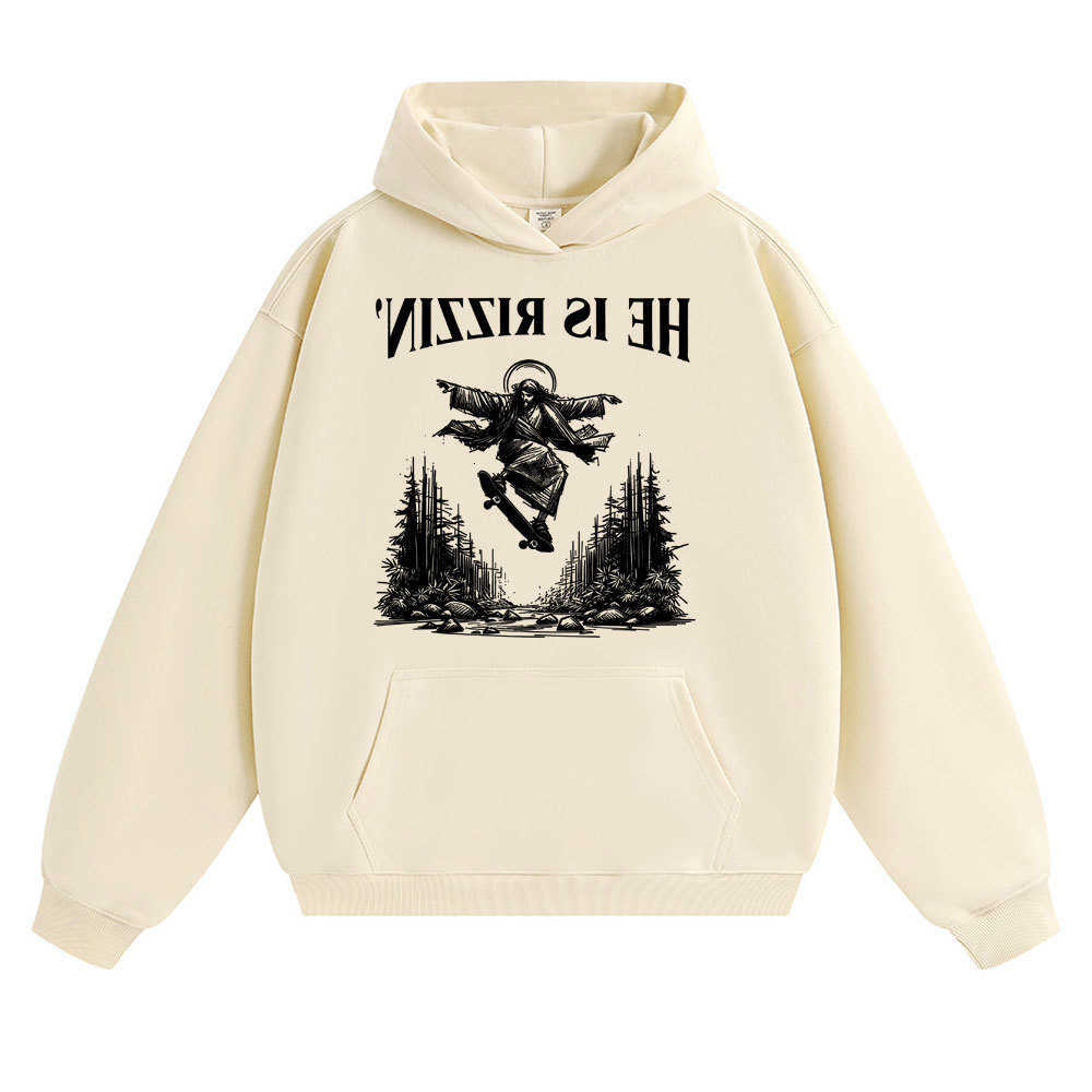 Rizzin Vintage Is Funny He Meme Hoodies Jesus Skateboarding Men Women Sweatshirt Christian Religious Loose Tracksuit Gift D260915