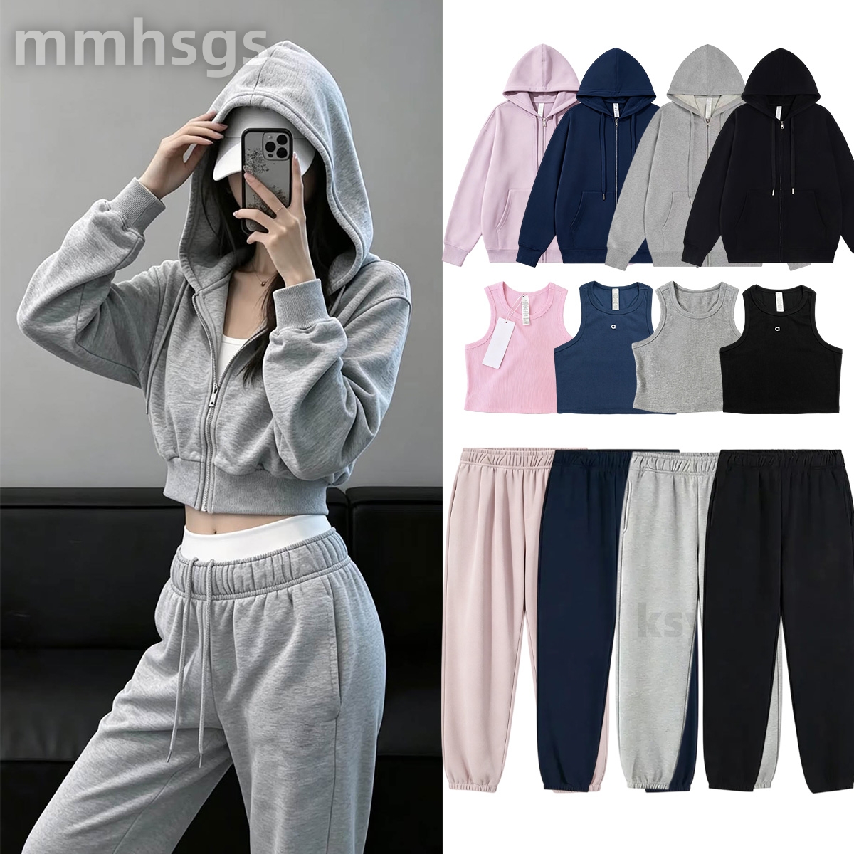 Yoga Legging Tank Breathable Tshirt 10A Hot Sport Daliy Wear Full Zip Top Cropped Hoodie High Quality Pant Workout Gym Tshirt Outdoors Bag Yoga Outf