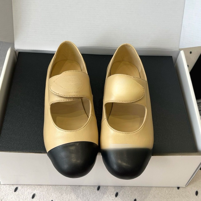 C Designer Shoes New Color blocked One Belt Mary Jane Single Shoes Women s Velcro Metal Buckle Ballet Shoes Sizes Women s Casual Shoes