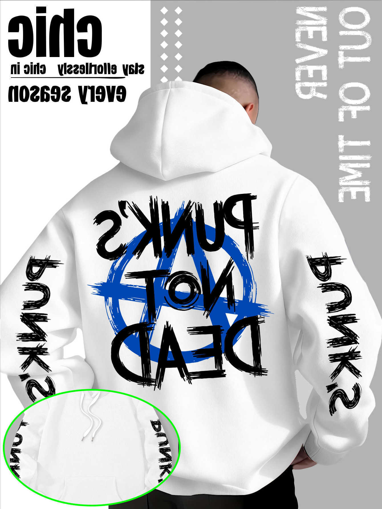 Sweatshirts Men's and Women's Hooded with Punk Rock -VintagePunkMUsicCasualLongsleeveHoodedPulloverShirt D260915