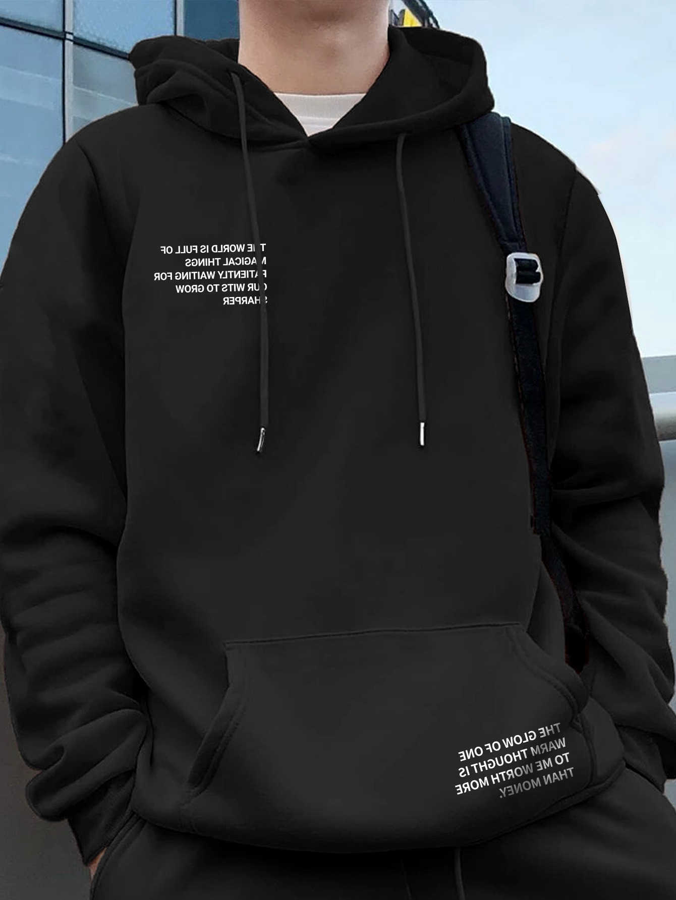 and Autumn Men's Winter Pullover with Drawstring Hood and American-style Letter Print Loose and Comfortable Sports Shirt D260915