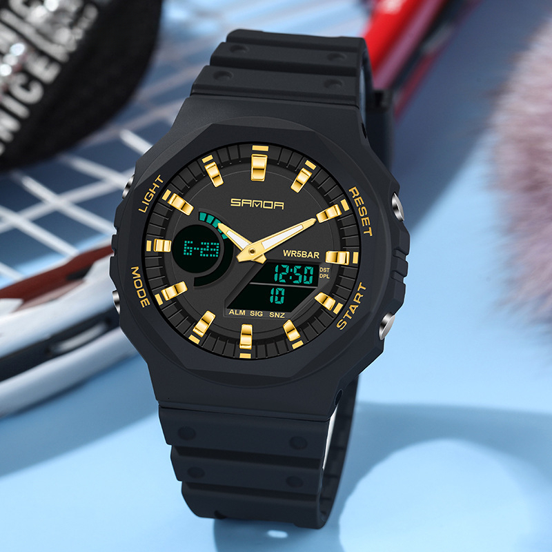 Popular Foreign Trade Live Trendy And Fashionable On Sports Waterproof Dual-Display Electronic Watch