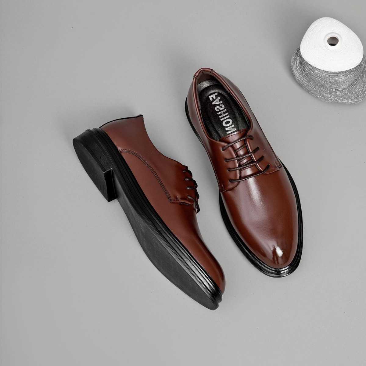 large Men's leather size shoes pointed toe business formal dress laced on versatile casual formal wedding shoes H260915