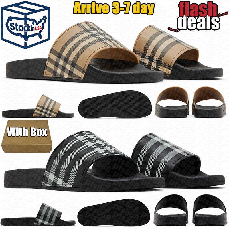 Designer slides men women slippers sandals shoes vintage slide featuring contoured comfort check Archive Beige Black Calico mens outdoor beach clogs