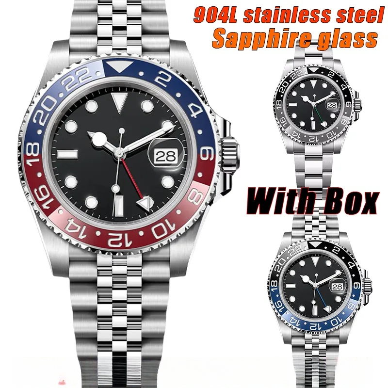 Luxury Mens Automatic Mechanical GMT Designer watch High Quality Watch 40MM Sapphire glass Luminous waterproof Stainless steel Fashion watches