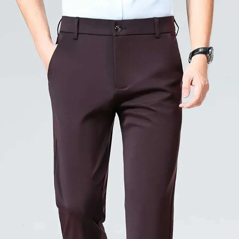 Men Pants Mens Stretch Solid Smart chinos Casual Dress Men Office Suit Pants Spring Autumn Straight Business Trousers Trousers