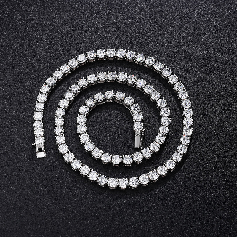 Custom Real 10k 14k 18k Solid Gold Chain 3mm 4mm 5mm 6.5mm Moissanite Lab Diamond Tennis Link Bracelet Necklaces
