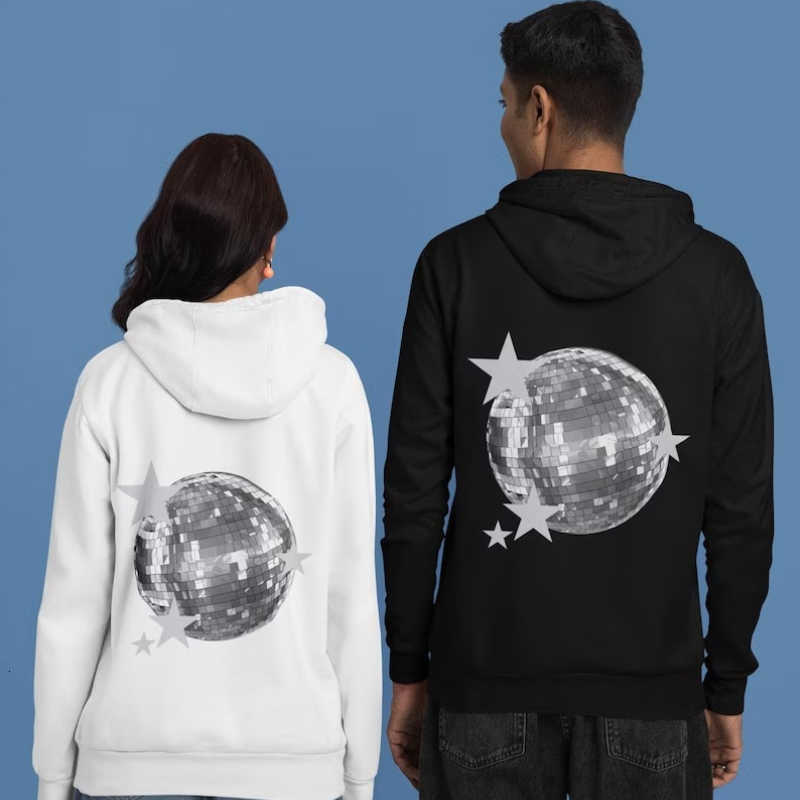 Mirror Trendy Hoodies YK Matching Stockholm Style Aesthetic Teen Disco with Stars Autumn and Winter Keep Warm Sweatshirt D260915