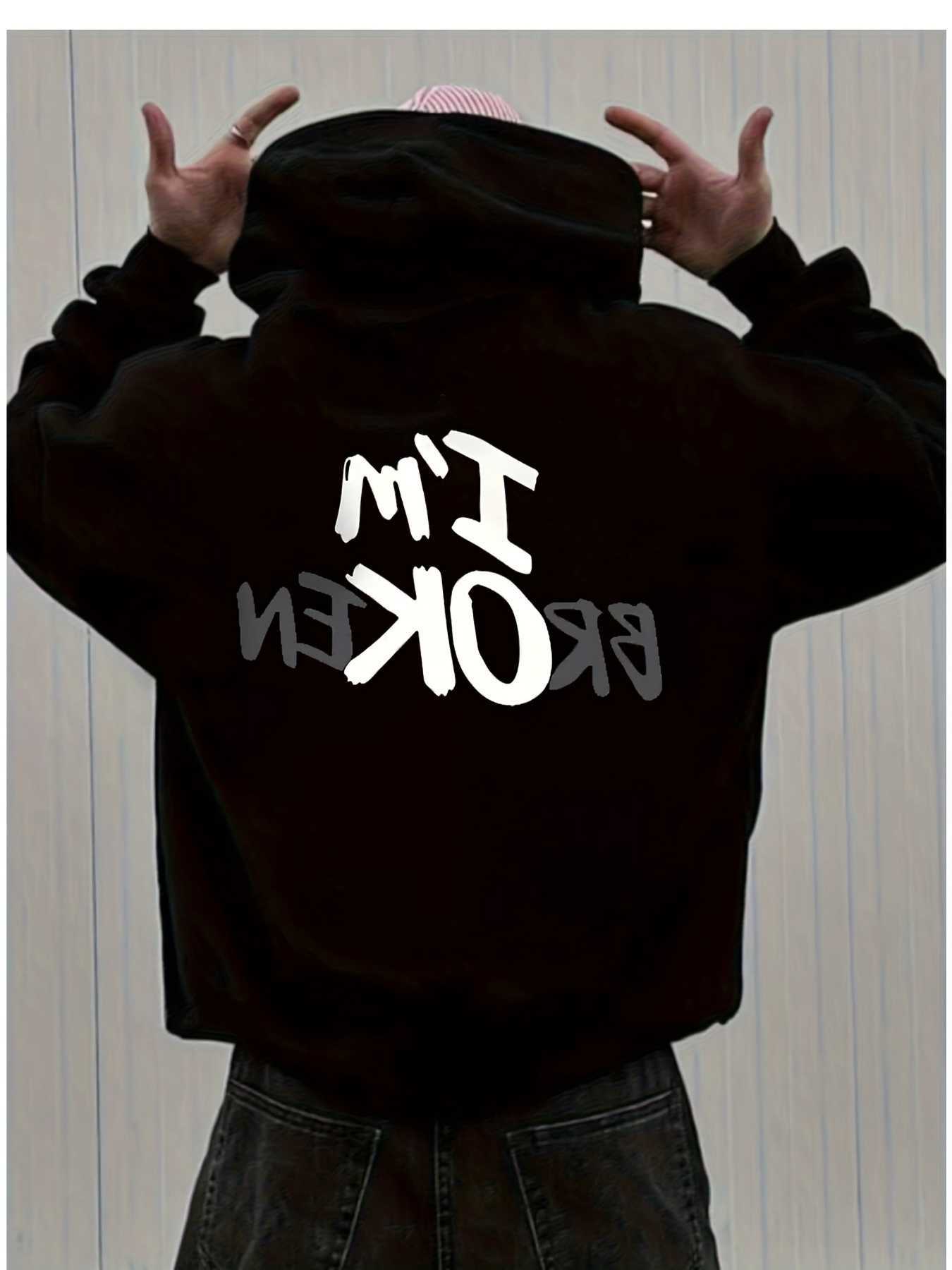 letter Men's hoodie with unique print Y2K street style relaxed fit suitable for autumn and winter sports and everyday wear. D260915