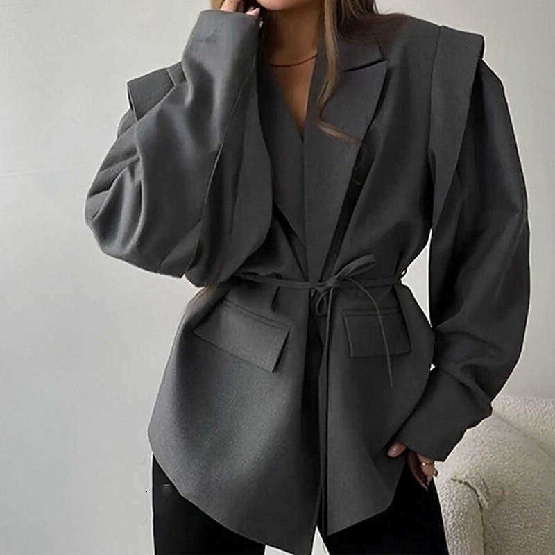 Autumn 2025 Winter New European and Waist Slimming Tie Loose Versatile V-Neck Jacket for Women S260915DIAP
