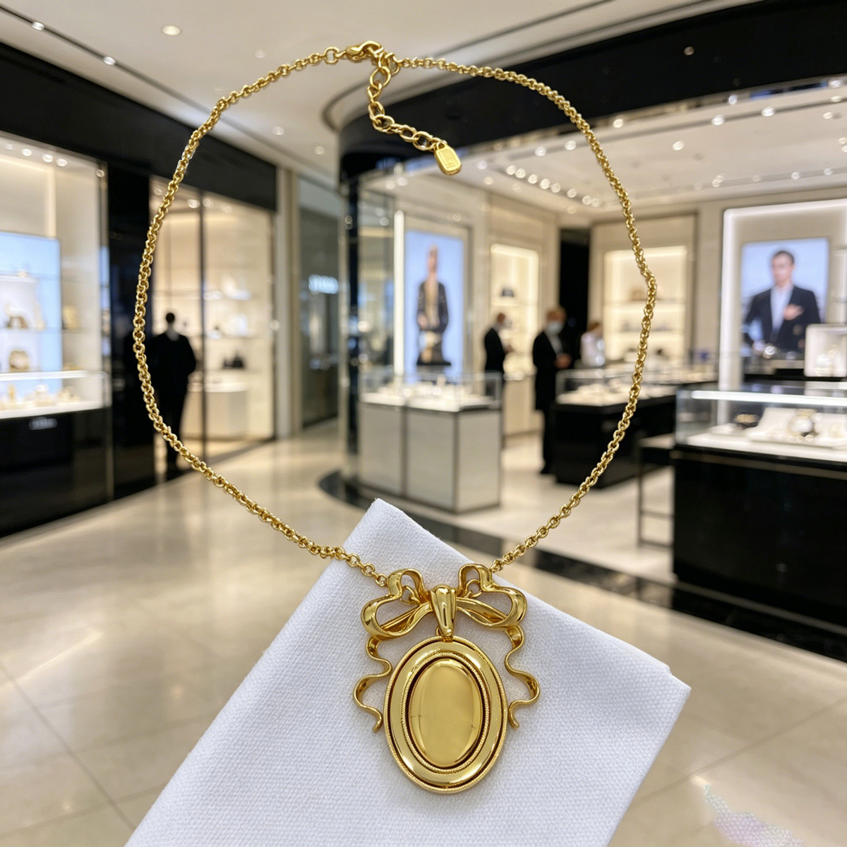Designer High Jewelry Stylish elegant retro badge bowknot necklace, a classic and versatile everyday accessory, directly from the factory