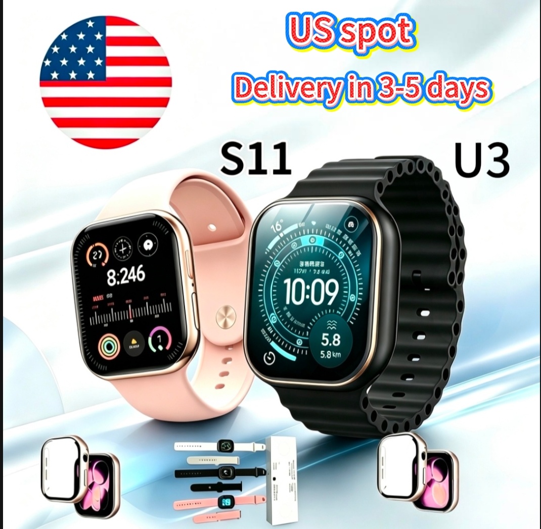 US Stock: Protective Case - Durable protective case for Series 11 and Ultra 3, fits 46/49mm models, features fitness tracking and other functions.