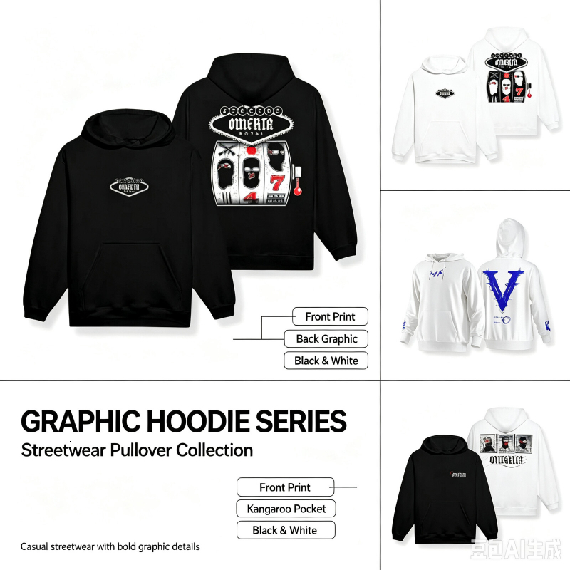 Quality OMERTA Men's Designer 3D PRINT kangaroo pocket Hoodies trendy brand Street Style Graphic Casual Hoodies Y2K unisex sweatshirt cb tees 8