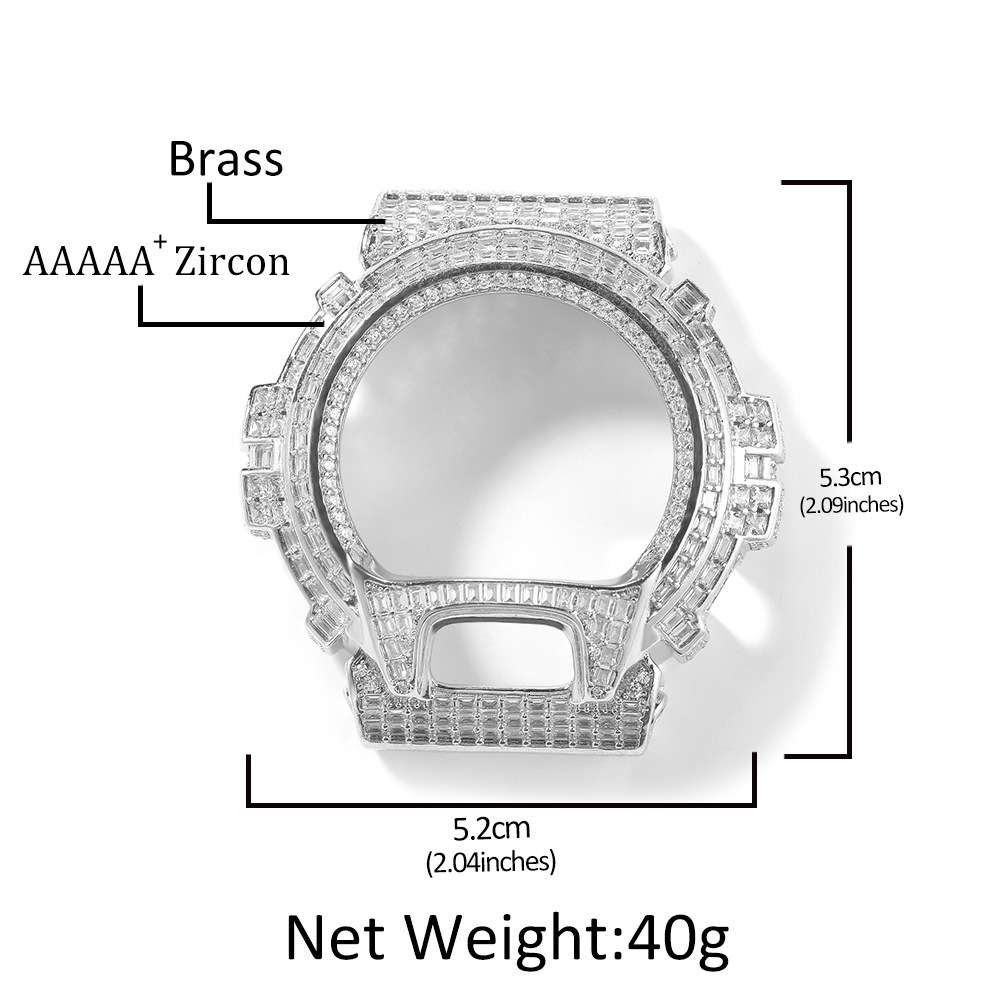 Trendy hip-hop full diamond ladder square case adapts to DW6900 watch modification case copper inlaid zircon shell accessories free shipping