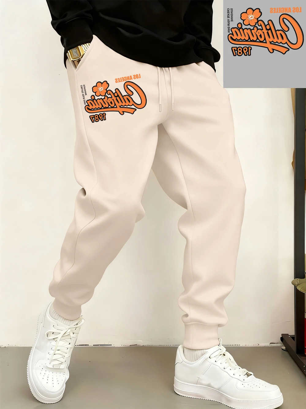 Prints Los 1987 Angeles California Sweatpants Mens Winter Pocket Jogger Pants Basics Loose Trousers Casual Male Clothes D260916
