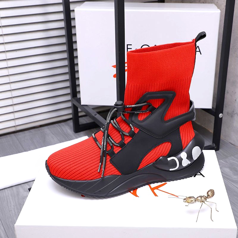 Top quality run casual shoes Outdoor Canvas Lace-up trainer women High-top socks Sneaker luxury black red basketball shoe men Designer tennis Rubber