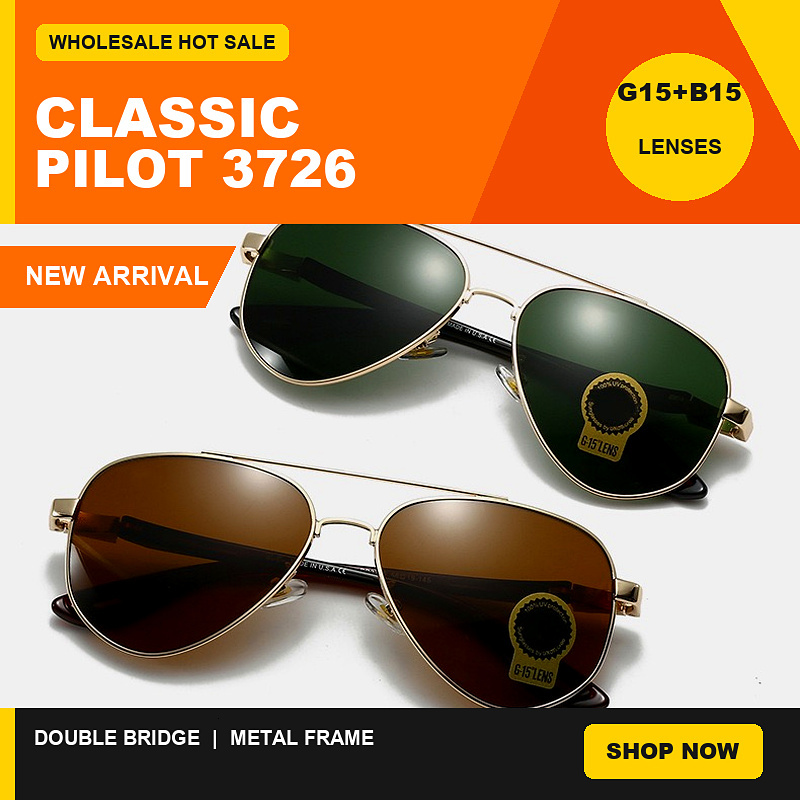 Luxury Brand Designer Men Women RBSunglasses 3726 Classic Double Bridge Rectangular Pilot Metal Frame Lens UV400 Outdoor Driving RoyBan Sun Glasses
