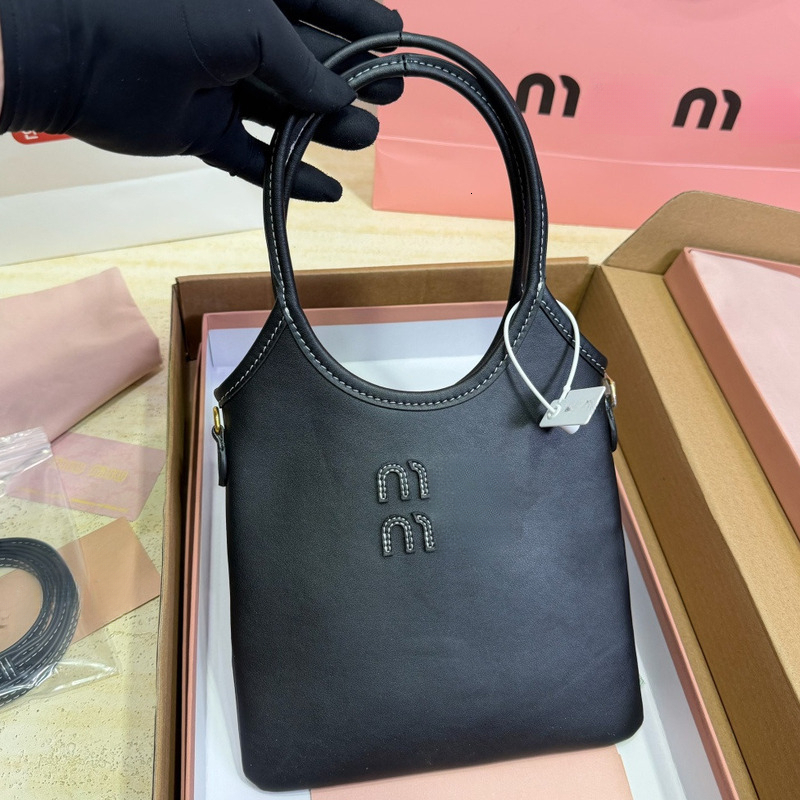 Muilies Bag Designer Bag Mieumieubag Women Sac De Luxe Mini Leather Tote Purse Embroidery Round Handle Removable Strap Office Daily Shoulder Kids Ha