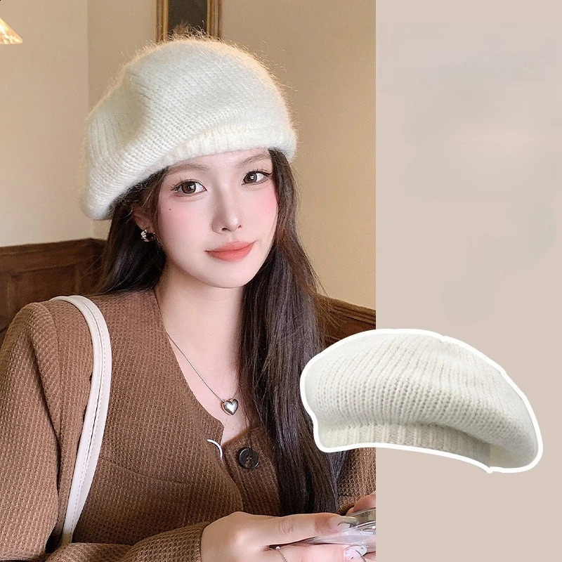 Autumn and Winter Knitted Beret Women's Fashion Versatile Painter Hat Big Head Circumference Warm and Comfortable Hat 260916