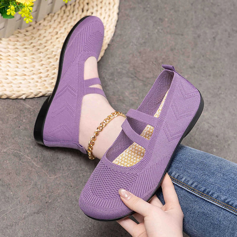 Women's Breathable Knit Sneakers Casual Ballet Flats Mary Janes Lightweight MeshFemale Dress Shoes Footwear Summer 260916
