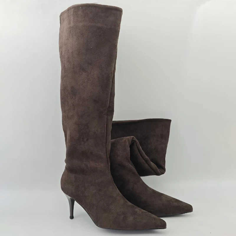 Street Style Winter Designer Aneikeh Pleated Pointed Toe Knee High Boots Women Female Elegant Botas De Mujer 2026 New D260916