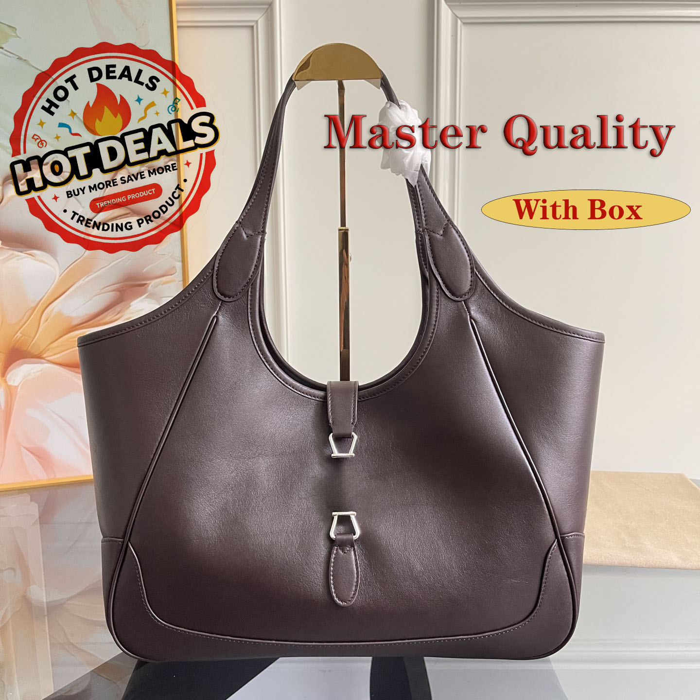 Master level quality original factory soft leather casual silhouette tote bag large capacity fashionable versatile handbag shoulder bag with box