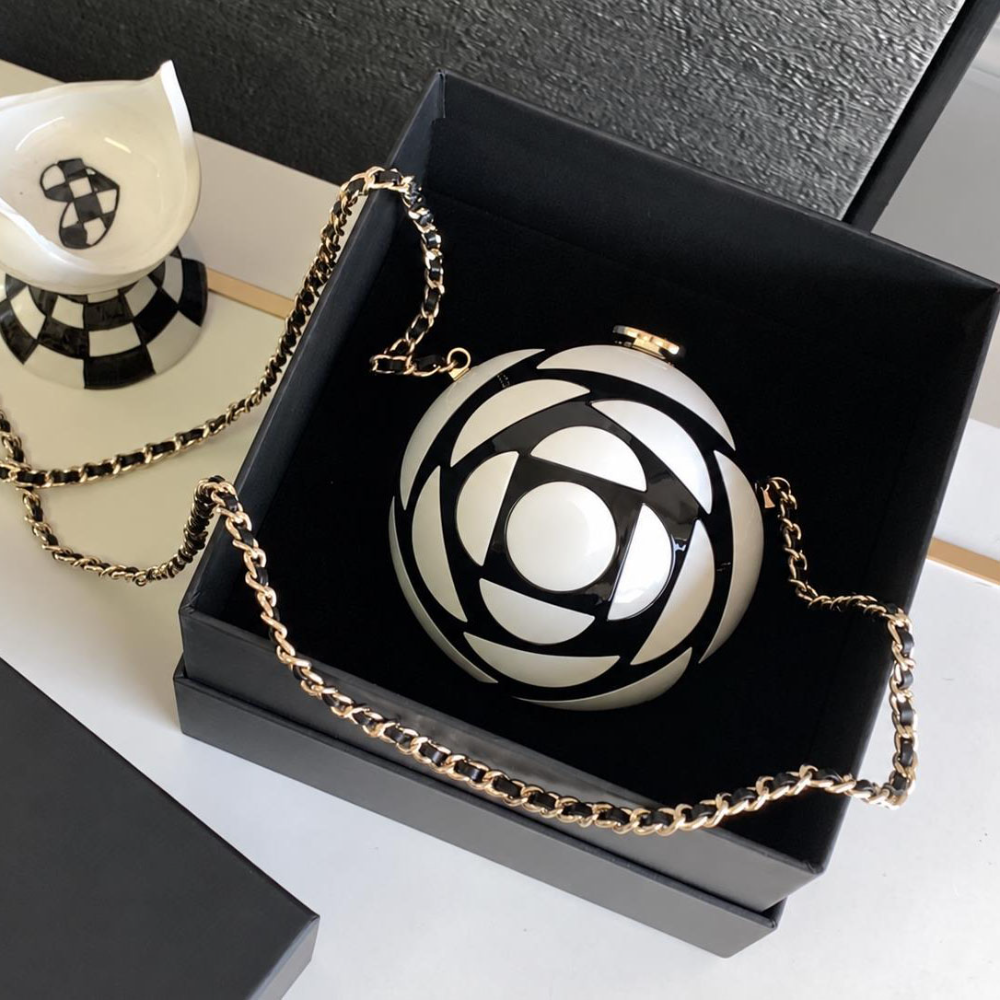Spherical Evening Bag Artistic Resin Enamel Round Hard Case Chain Crossbody Clutch for Party Events Top-Tier Designer New Arrival
