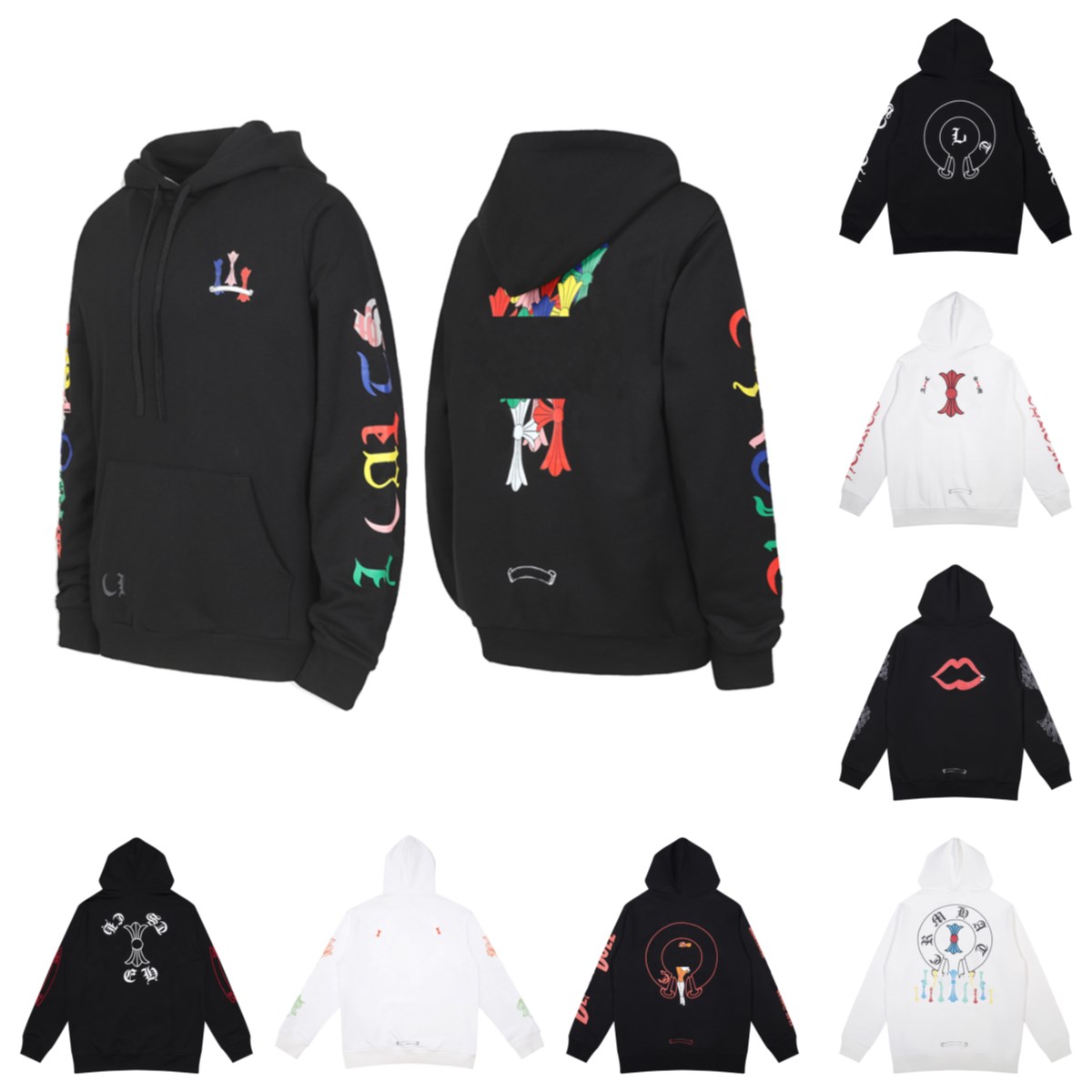 mens designer clothes Chrome hoodie luxury ch sanskrit cross Letter graphic pullover sweatshirt Unisex cotton loose outdoor coat casual Streetwear l