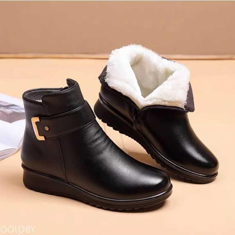 boots fashionable versatile plush short insulation winter elegant minimalist comfortable flat bottom anti slip women's boots D260916