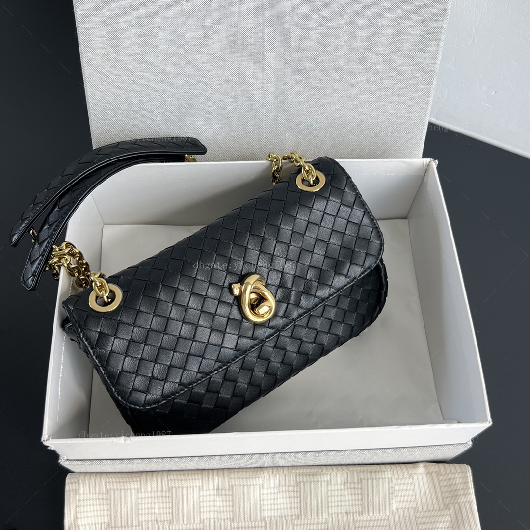 woven genuine lambskin leather mini shoulder crossbody bag madisonl adjustable chain strap knot closure clutch 12a mirror quality designer bag 22.5c