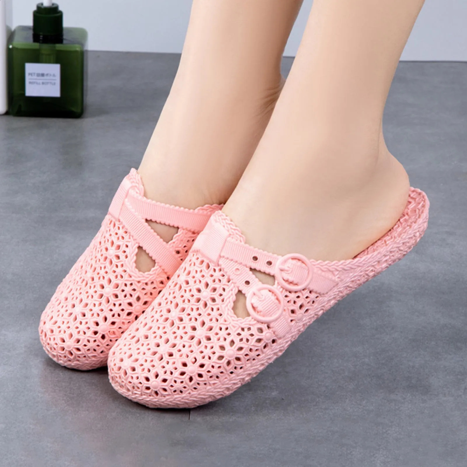 Wrapped Toe Breathable Slippers Women Summer Outer Wear Hole Shoes Home Fashion Casual Hollow Out Slip On Buckle Slipper Female 260917
