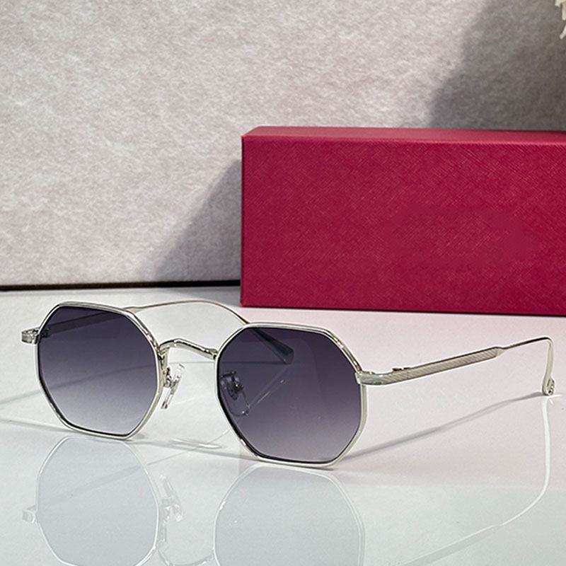 Classic designer sunglasses silver metal polygon gradient gray lenses mens sunglasses CT0627S casual driving camping style UV protection 400 with bo