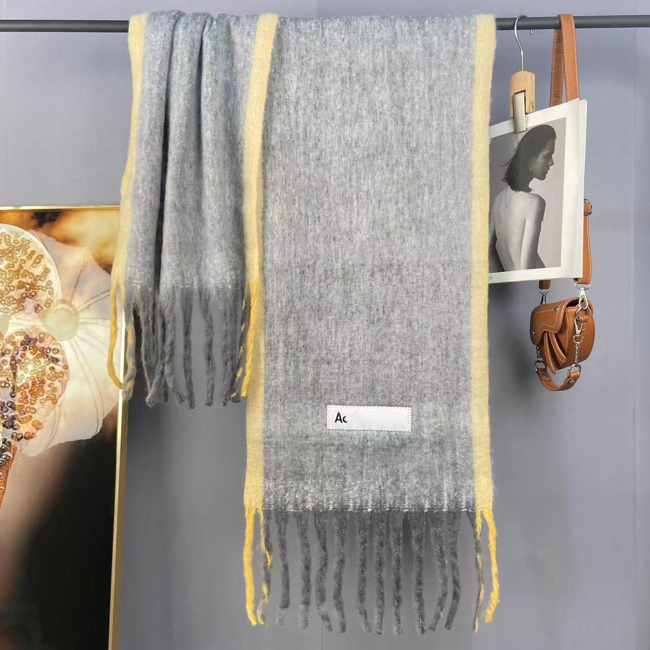 Fringe Thick Scarf Designer Cashmere Knitted Warm Fuzzy Soft Long Vivid Wraps Shawl Outdoor Autumn Winter Travel Windproof Cozy for Men and Women