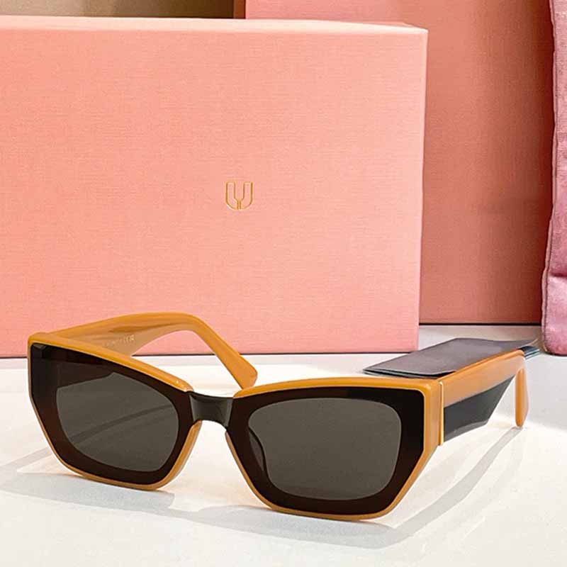 Sunglasses For Women Cat Eye Frame Sunglasses MU 95AV Acetate Caramel Color Double Tone Mirror Legs Mens Fashion Trend Design UV400 Y2K Outdoor Tren