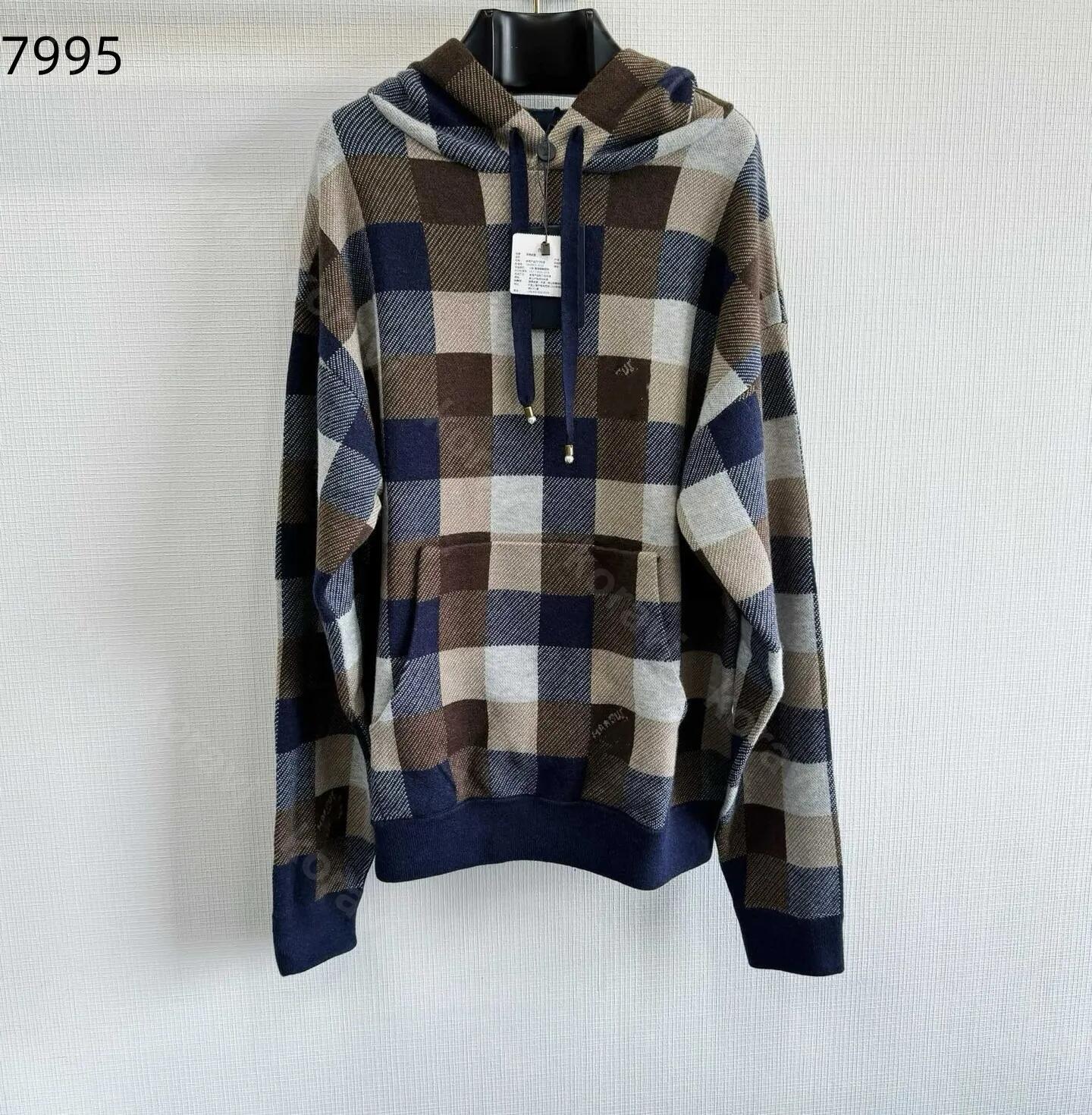 Mens hoodie Sweatshirt designer sweater jumper fashion Mens Jackets Autumn winter long sleeve Pullover Hooded coats Checkered wool knitted hoodie 79