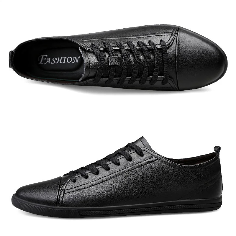 Genuine Leather Casual Shoes Men All-match Outdoor Walking Shoes Lightweight Skate Shoes Men Flats Mens Sneakers 260916