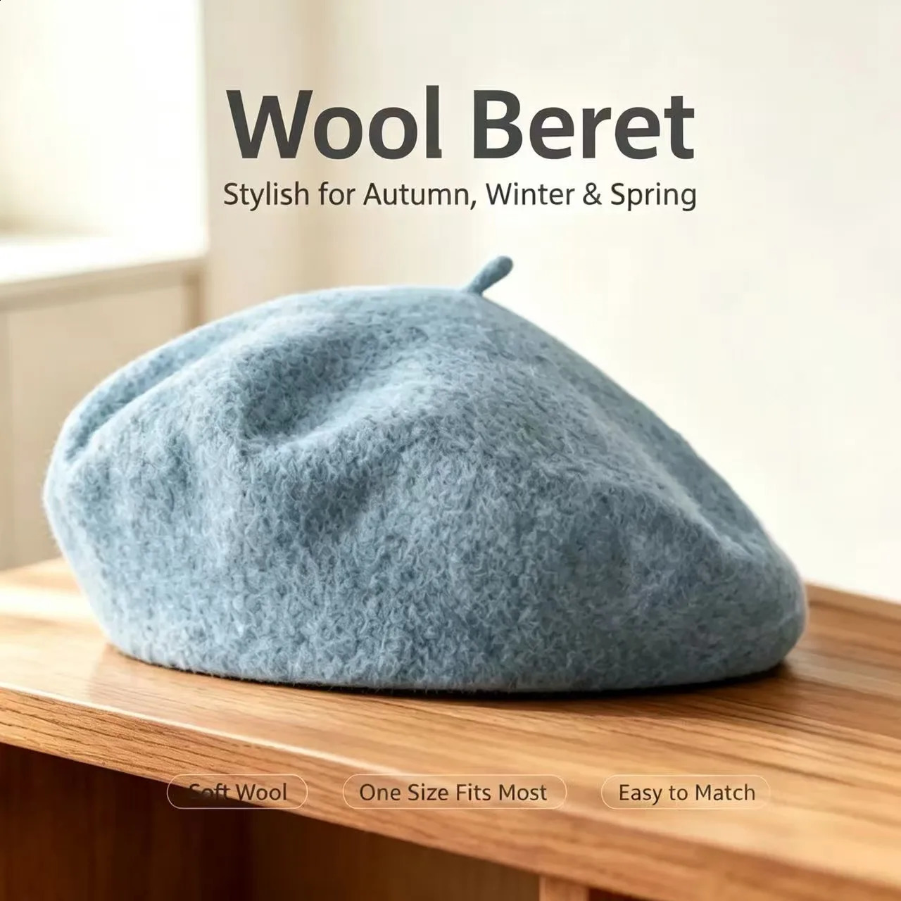 Vintage Wool Beret Hat For Women Solid Color Painter Hat Warm Autumn Winter Fashion Anti-pilling Stylish Cap Head Circumference 260916