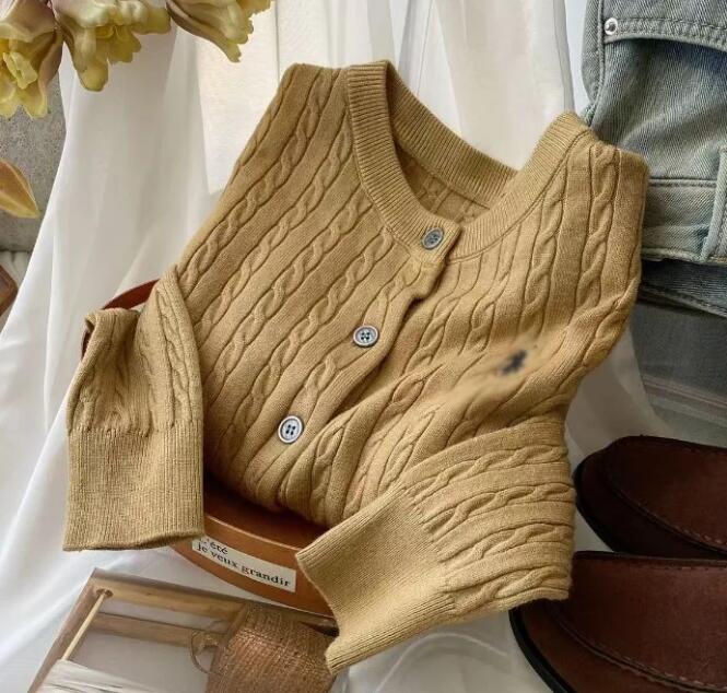 Pull polo pour femme, Cardigan tricoté, col en v, pull ample, veste de luxe, manches longues, pull de styliste, hauts manteau pour femme