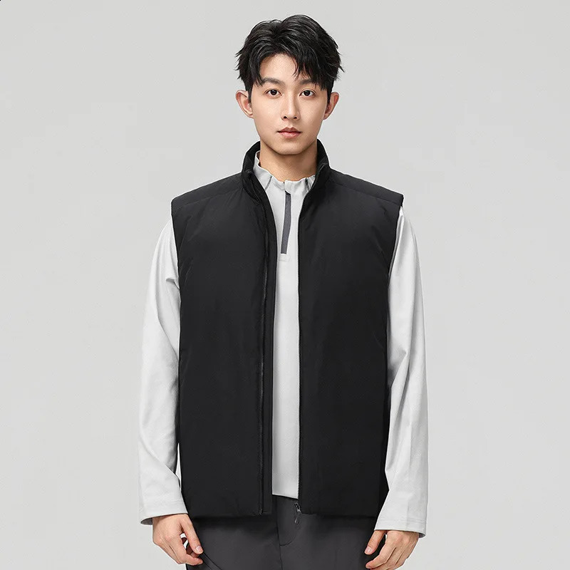 Men's Casual Loose Fleece Vest Autumn Winter Warmth Thickened Pure Color Fashionable Youth Outerwear Zipper Closure No Hood 260916